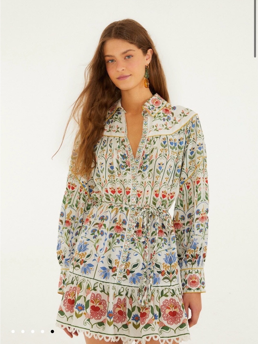 FARM Rio Off-White Stitched Garden Mini Dress NWT